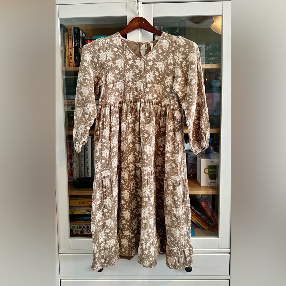 Rylee + Cru Moss & Cream Floral Long Sleeve Dress -  Green Garden Gillian